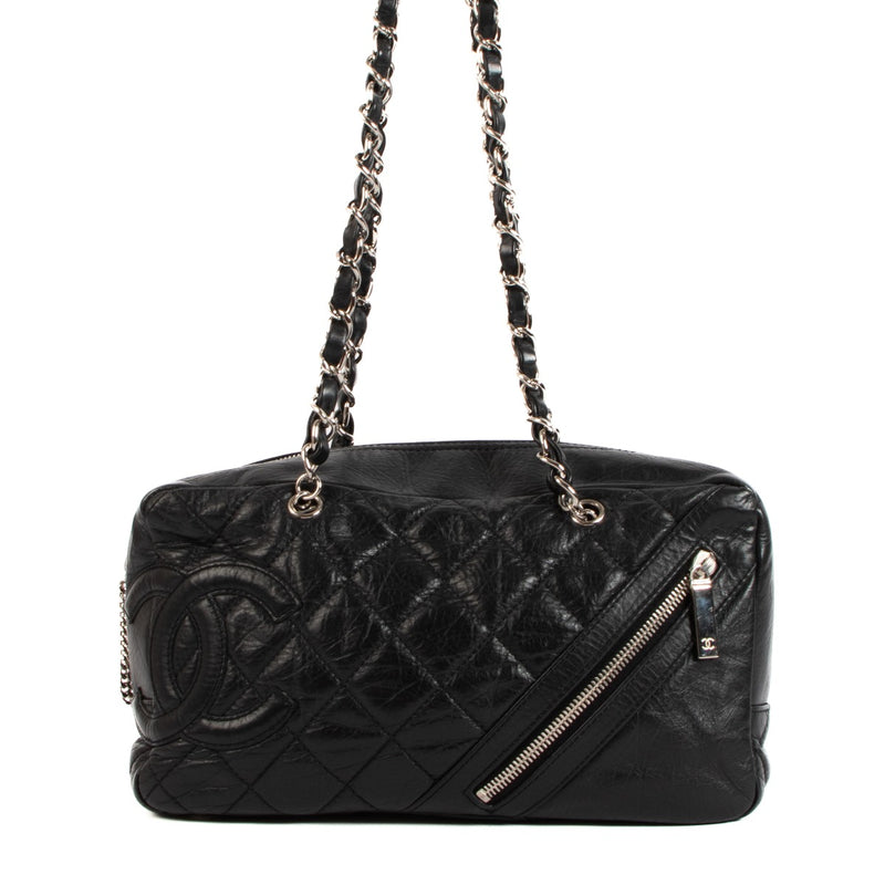 Chanel Black Aged Calfskin Club Bowler Bag