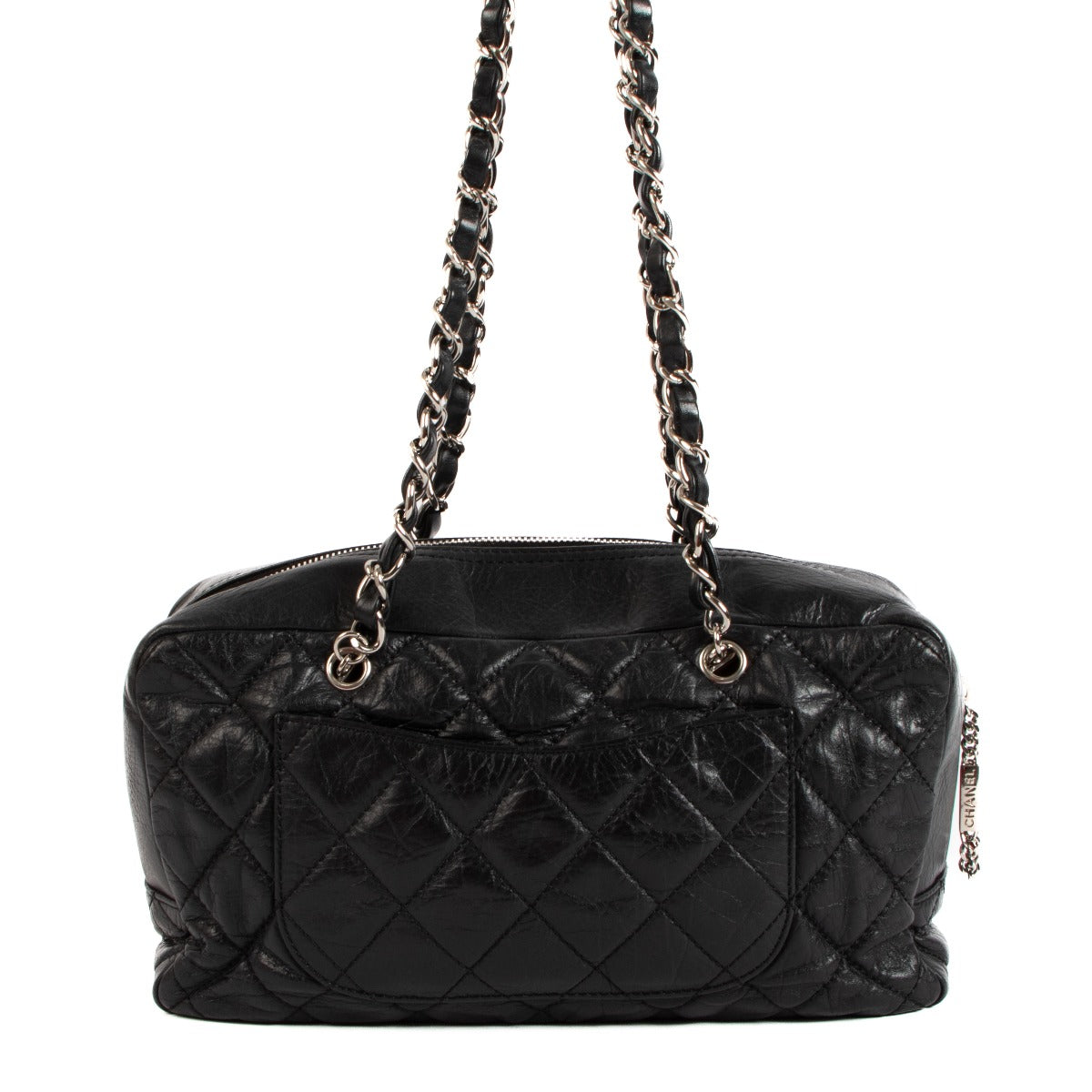 Chanel Black Aged Calfskin Club Bowler Bag