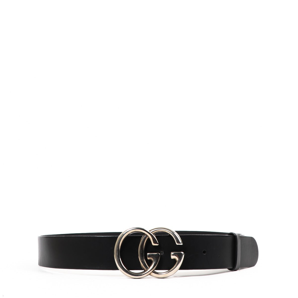 Gucci Double G Black Leather Belt - Size 90
