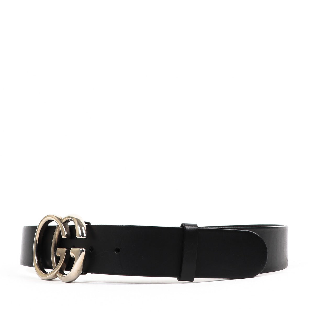 Gucci Double G Black Leather Belt - Size 90