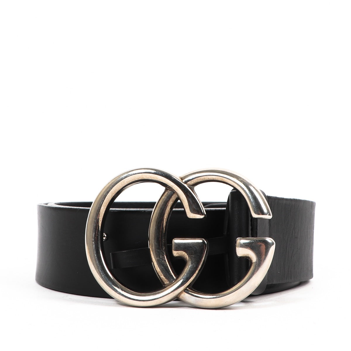 Gucci Double G Black Leather Belt - Size 90