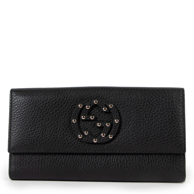 Gucci Black GG Stud Soho Continental Long Wallet