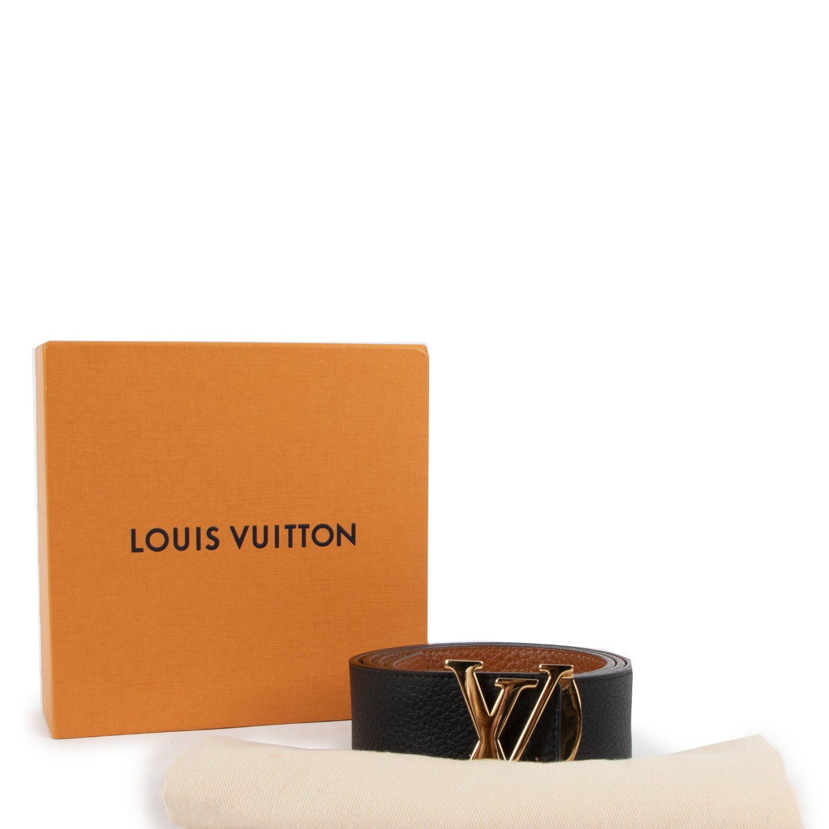 Louis Vuitton Black/Camel Reversible LV Initiales Belt - Size 90