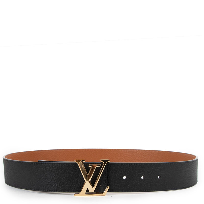 Louis Vuitton Black/Camel Reversible LV Initiales Belt