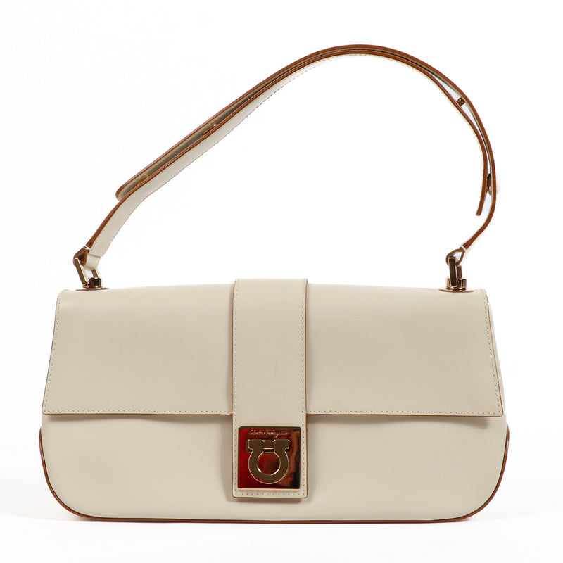 Salvatore Ferragamo White Gancio Shoulder Bag