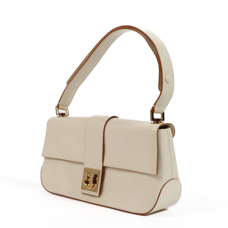 Salvatore Ferragamo White Gancio Shoulder Bag