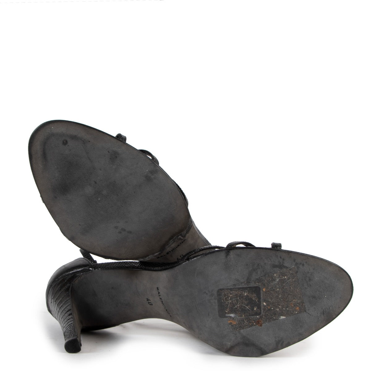 Sandales Balenciaga noires à lanières, effet lézard - Taille 40