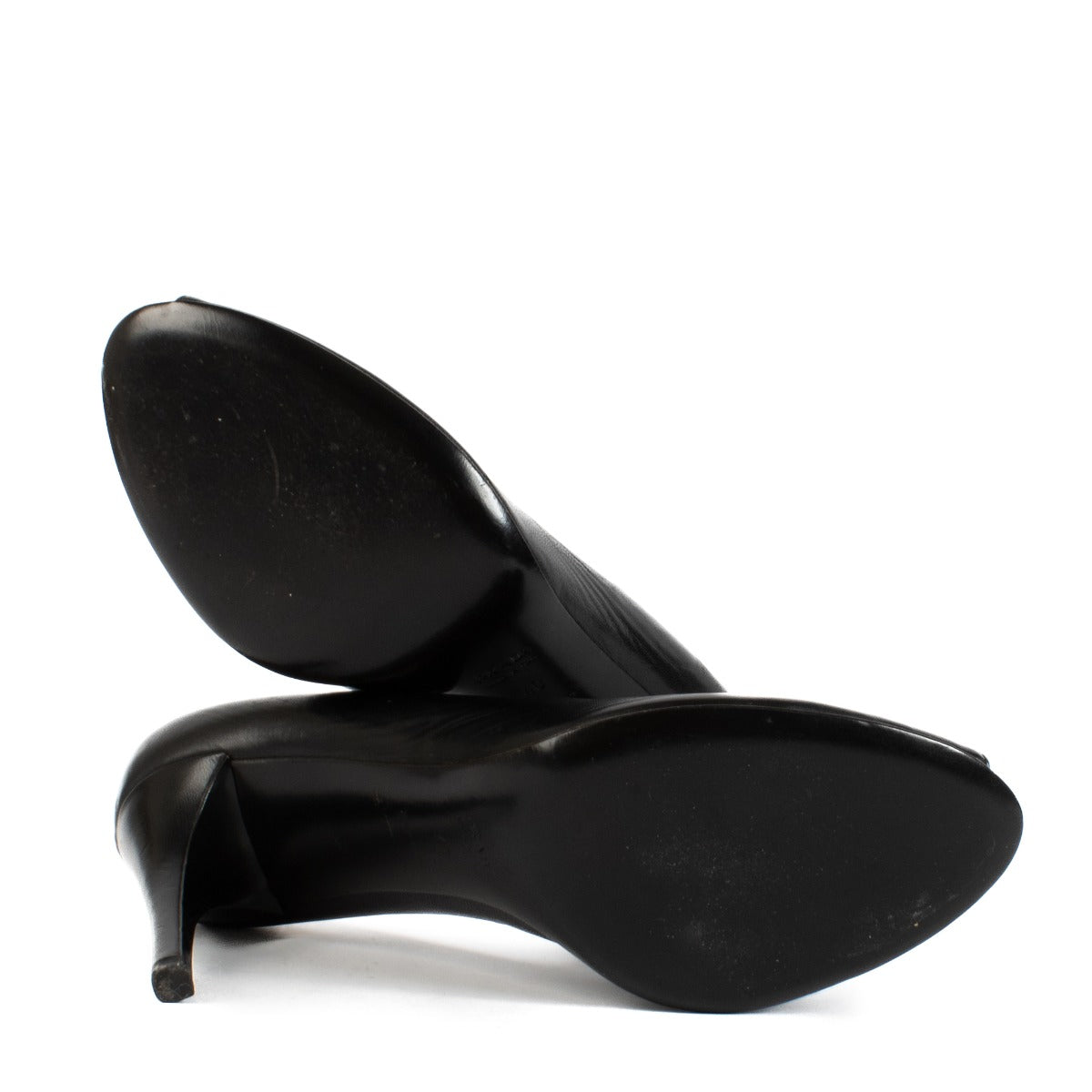 Prada Black Leather Open Toe Pumps - Size 40