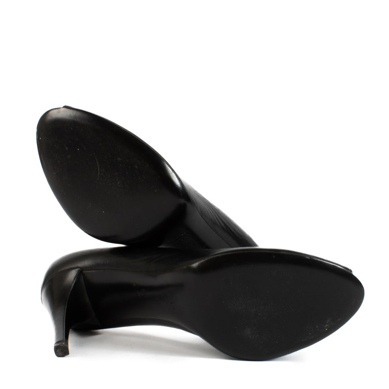 Prada Zwart Leren Open Teen Pumps - Maat 40