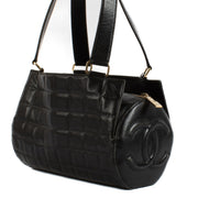 Chanel Black Chocolate Bar Small Barrel Bag