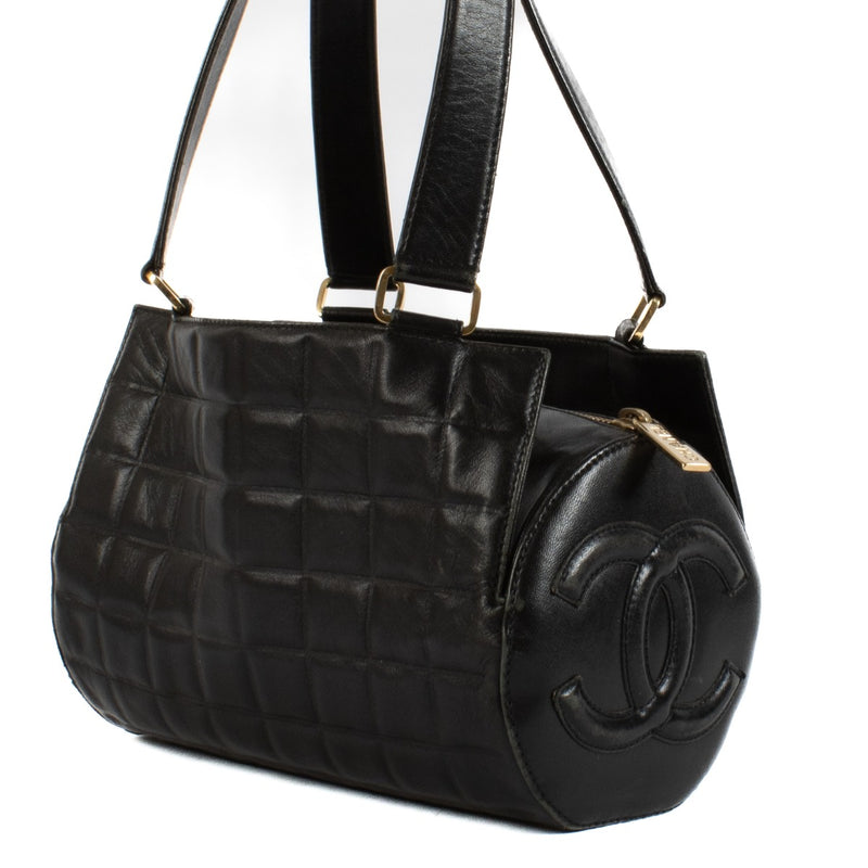 Chanel Black Chocolate Bar Small Barrel Bag