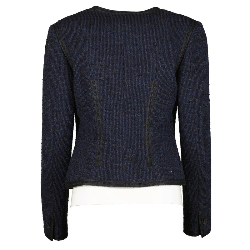 Chanel Black and Blue Boucle Blazer - FR38