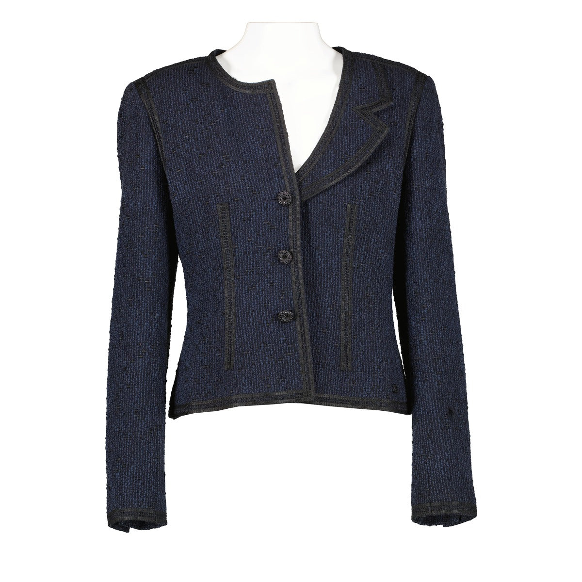 Chanel Cruise 2002 Asymmetric Collar Double Breasted Tweed Jacket