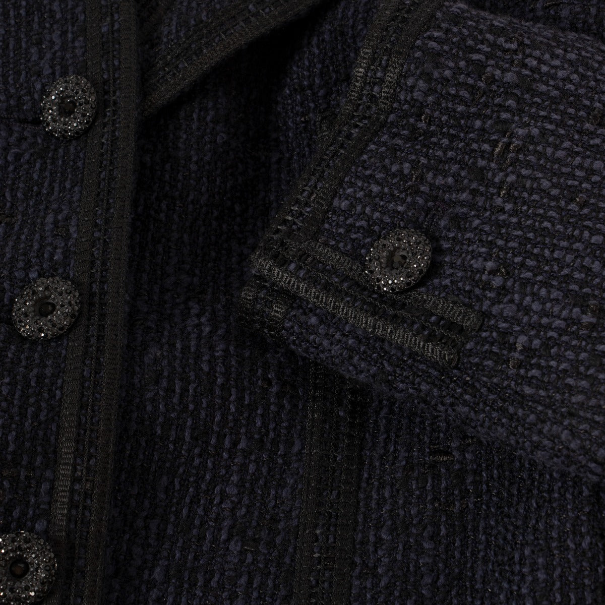 Veste Chanel Croisière 2002 en tweed croisée à col asymétrique - Taille FR38