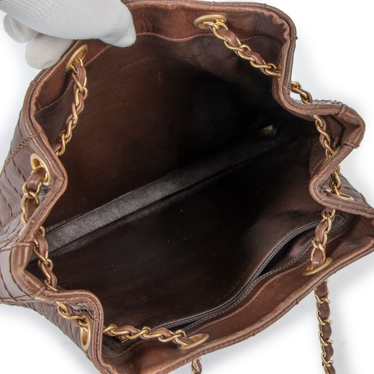 Sac fourre-tout Chanel Vintage Wild Stitch en cuir de veau marron