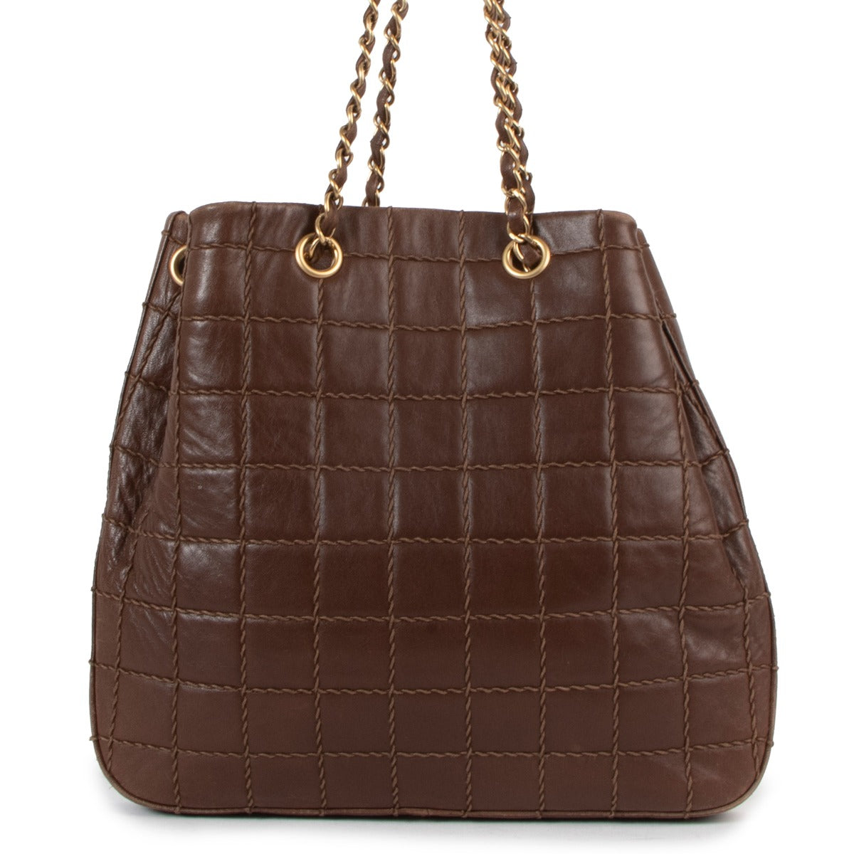 Sac fourre-tout Chanel Vintage Wild Stitch en cuir de veau marron