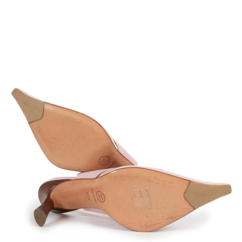 Chanel Vintage Roze CC Bow Leren Slingback Pumps - Maat 39,5