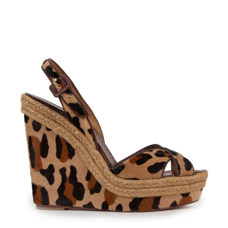Christian Louboutin Leopard Ponyhair Wedges for the best price at Labellov secondhand luxury in Antwerp