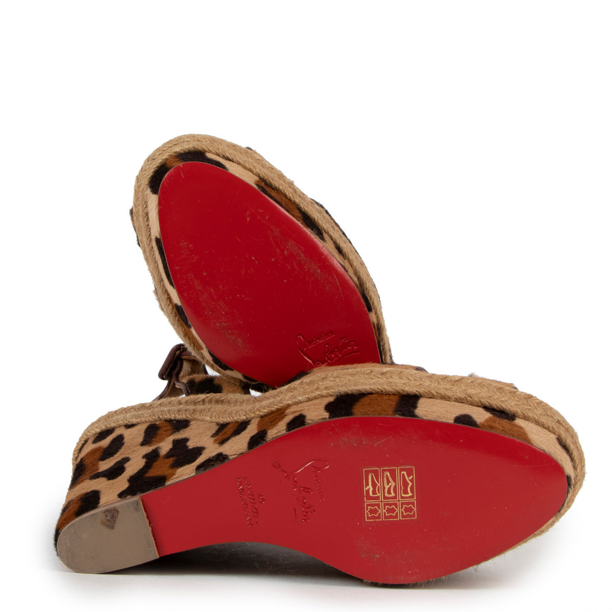Christian Louboutin Leopard Ponyhair Wedges - maat 40