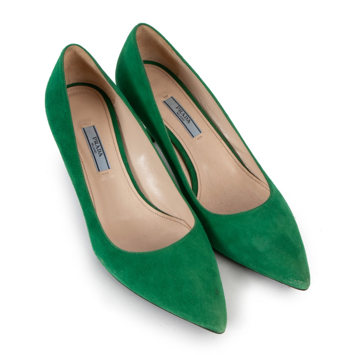 Prada Green Suede Kitten Heels