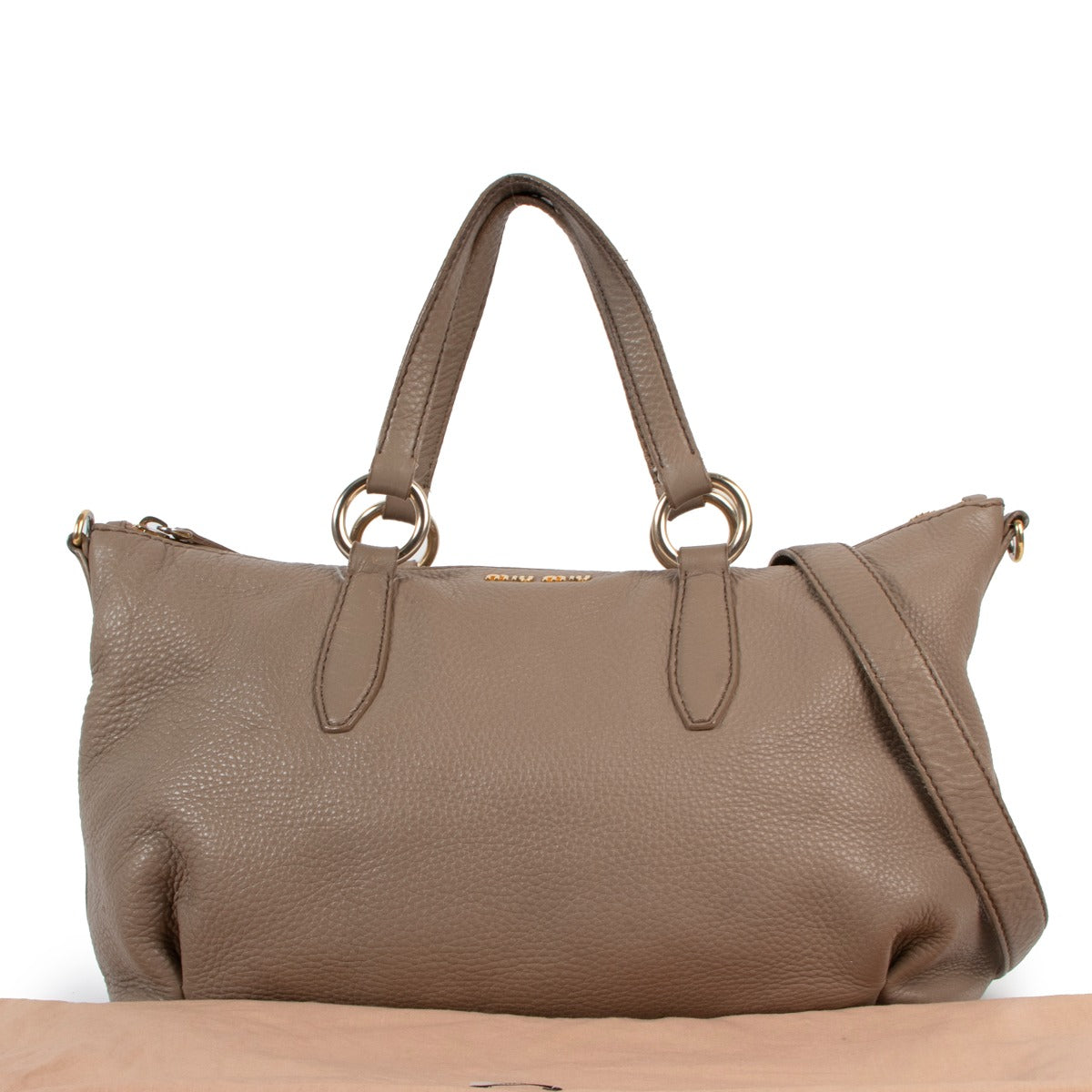 Miu Miu Taupe Leather Handbag