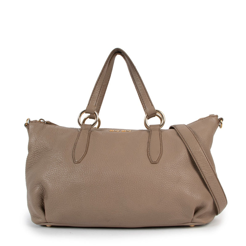 Miu Miu Taupe Leather Handbag