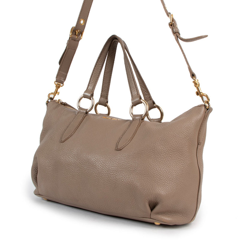 Miu Miu Taupe Leather Handbag