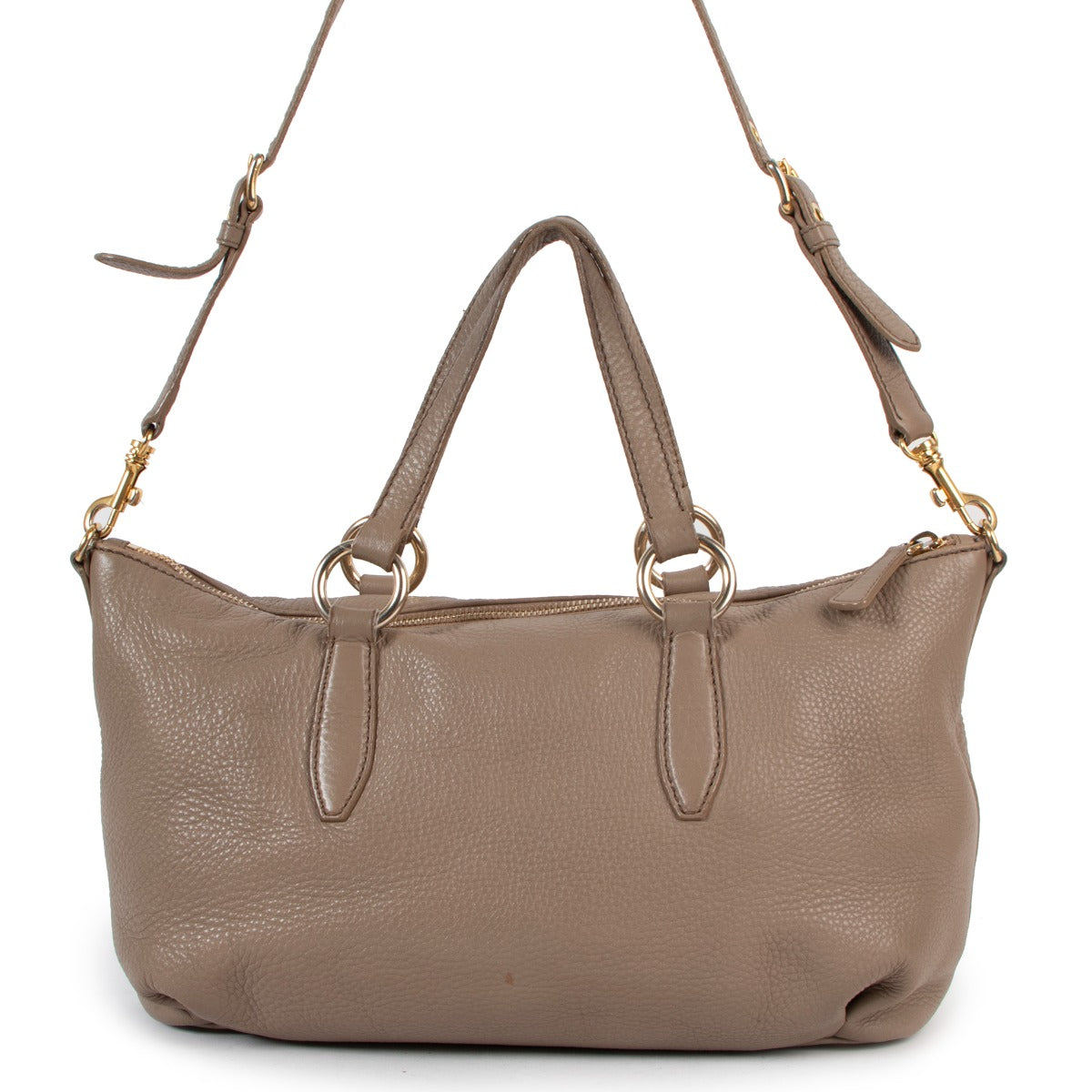 Miu Miu Taupe Vitello Daino Leather Handbag