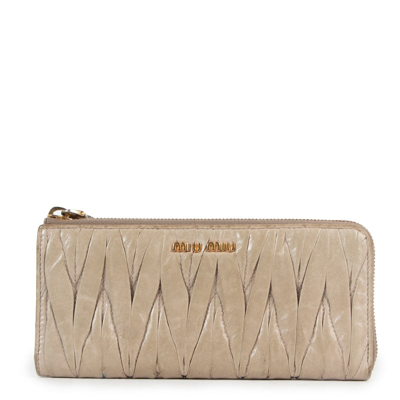 Miu Miu Beige Large Matelassé Wallet