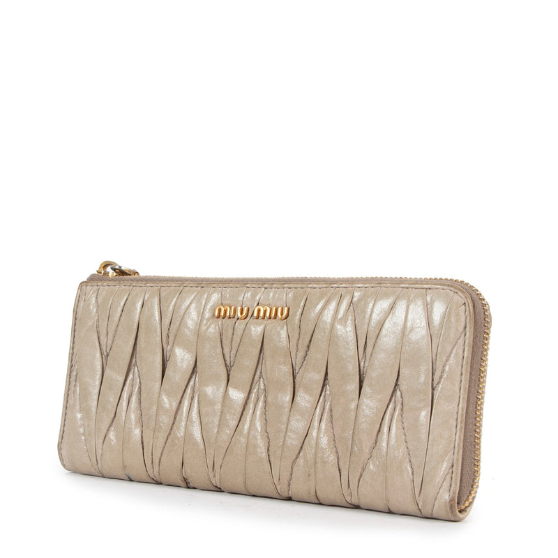 Miu Miu Beige Large Matelassé Wallet