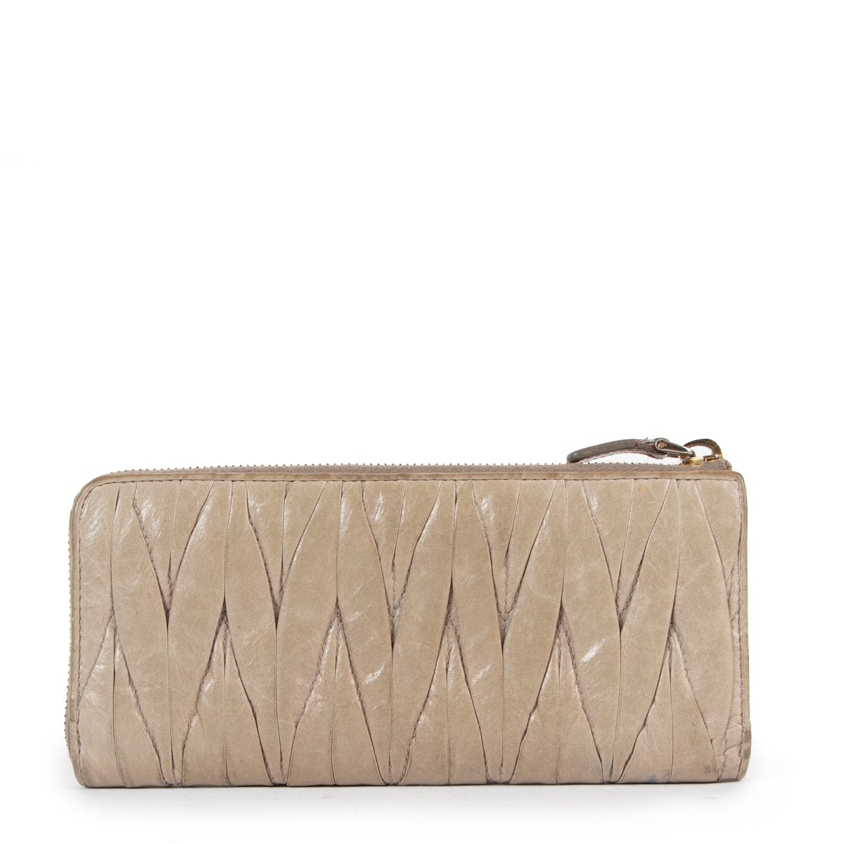 Miu Miu Beige Large Matelassé Wallet