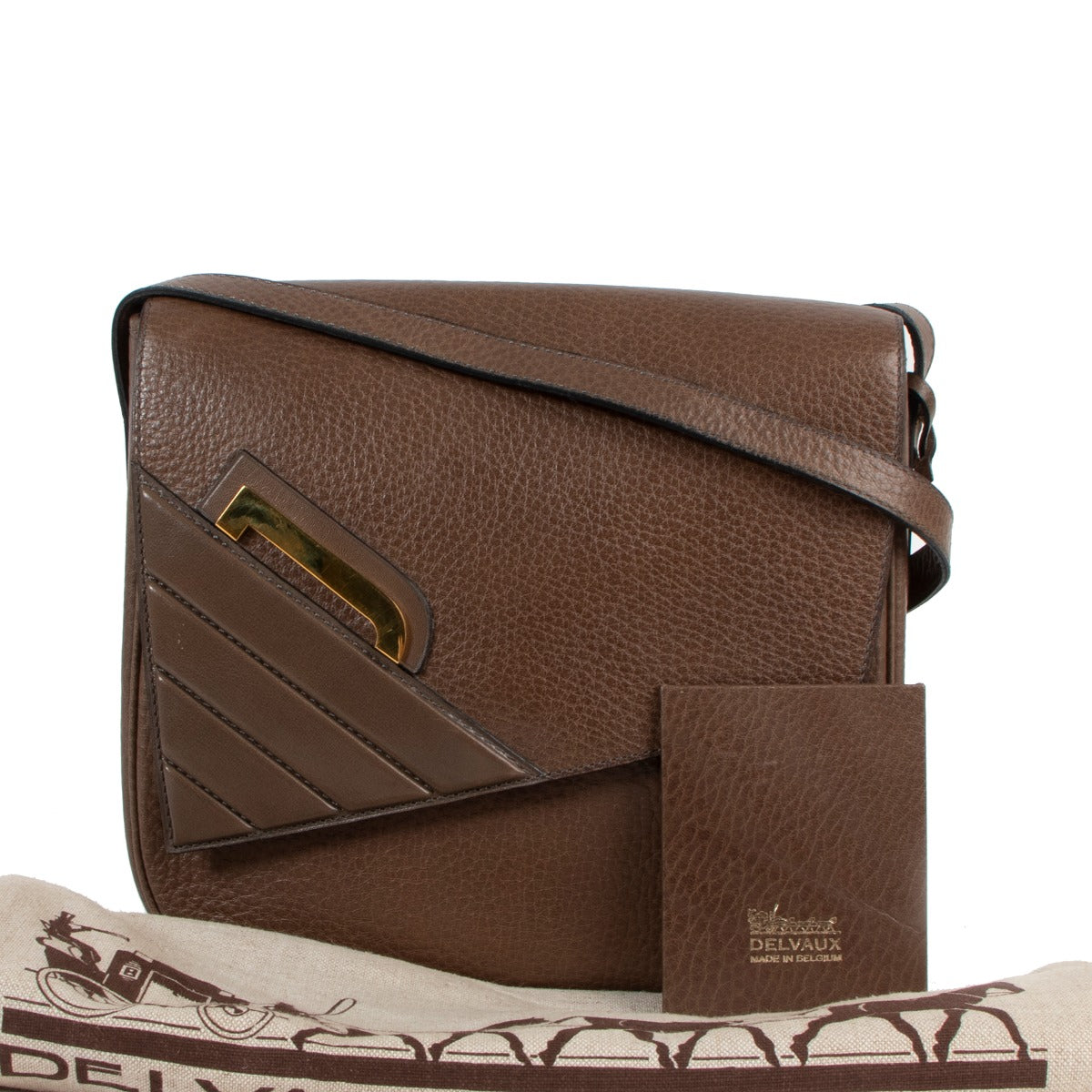 Delvaux Taupe Leather Vintage Crossbody Bag