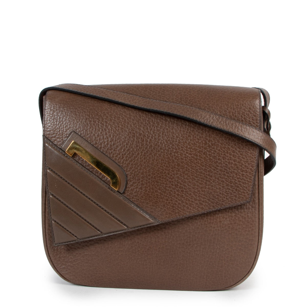 Delvaux Taupe Leather Vintage Crossbody Bag
