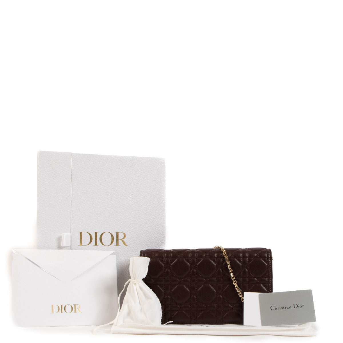 Pochette Lady Dior Christian Dior Amarante en cuir d'agneau Cannage