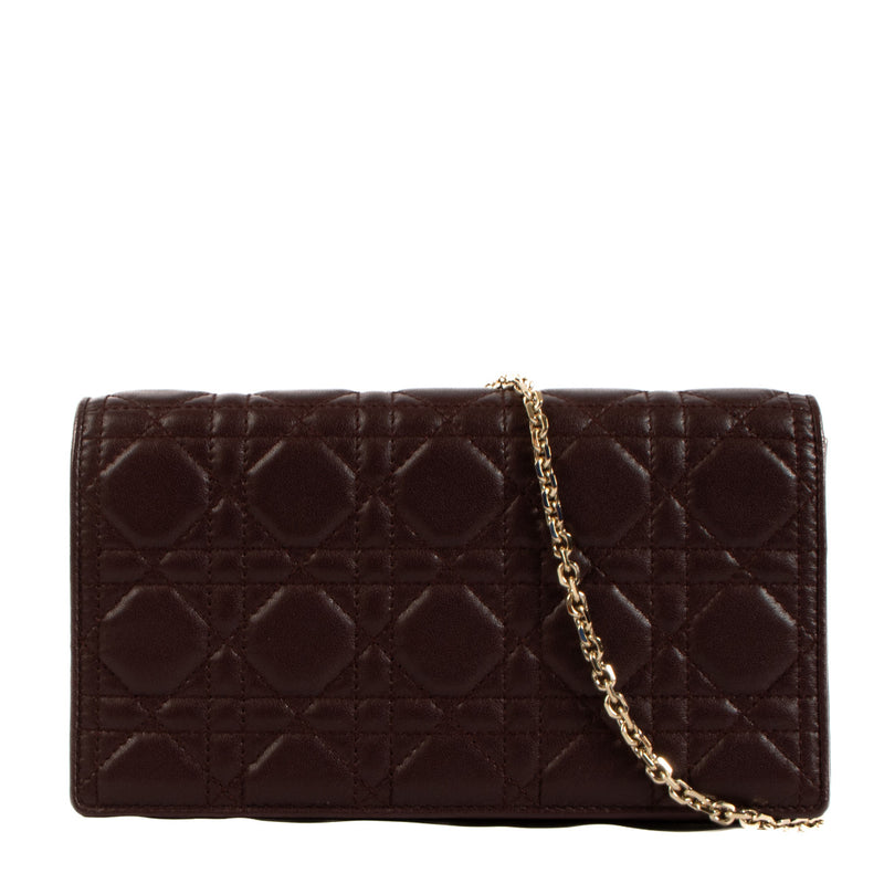Christian Dior Amarante Lamsleer Cannage Lady Dior Pouch
