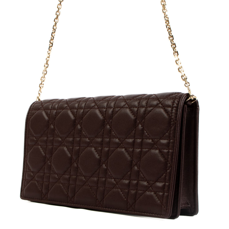 Christian Dior Amarante Lamsleer Cannage Lady Dior Pouch