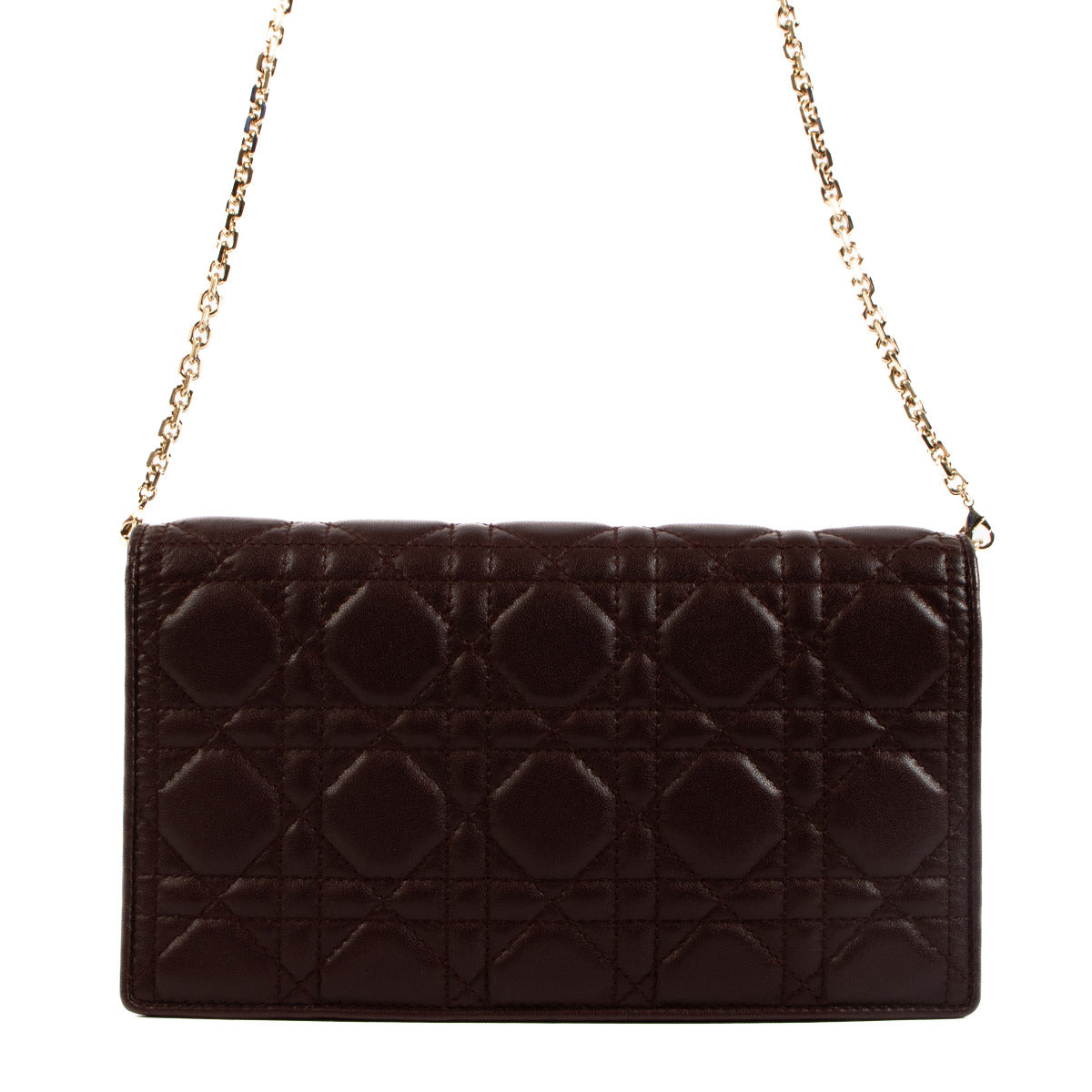 Pochette Lady Dior Christian Dior Amarante en cuir d'agneau Cannage