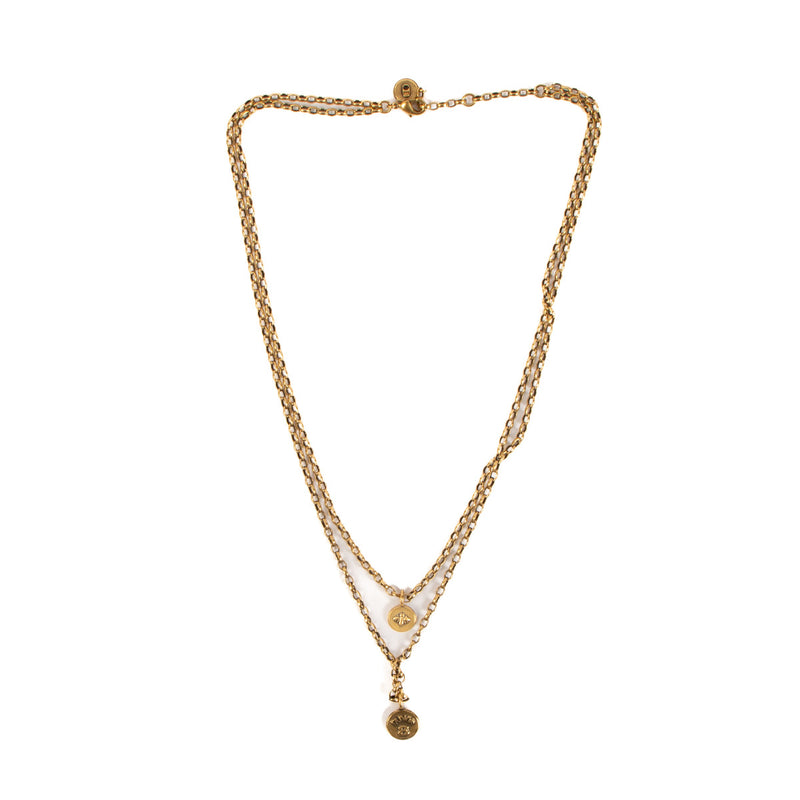 Christian Dior Goudkleurige Amulets D'amour Gelaagde Ketting