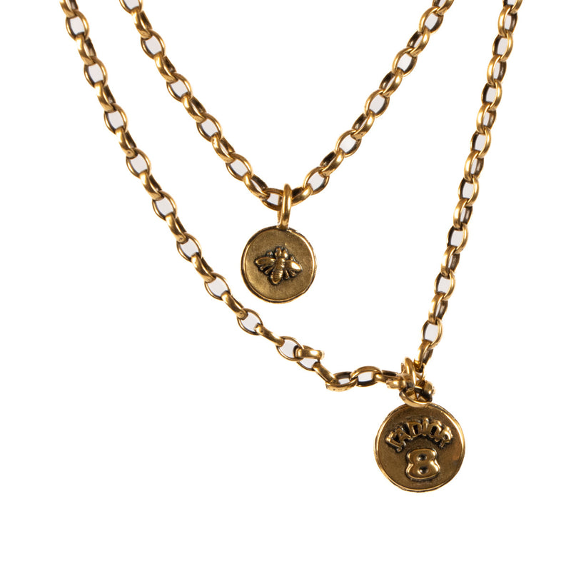 Christian Dior Goudkleurige Amulets D'amour Gelaagde Ketting