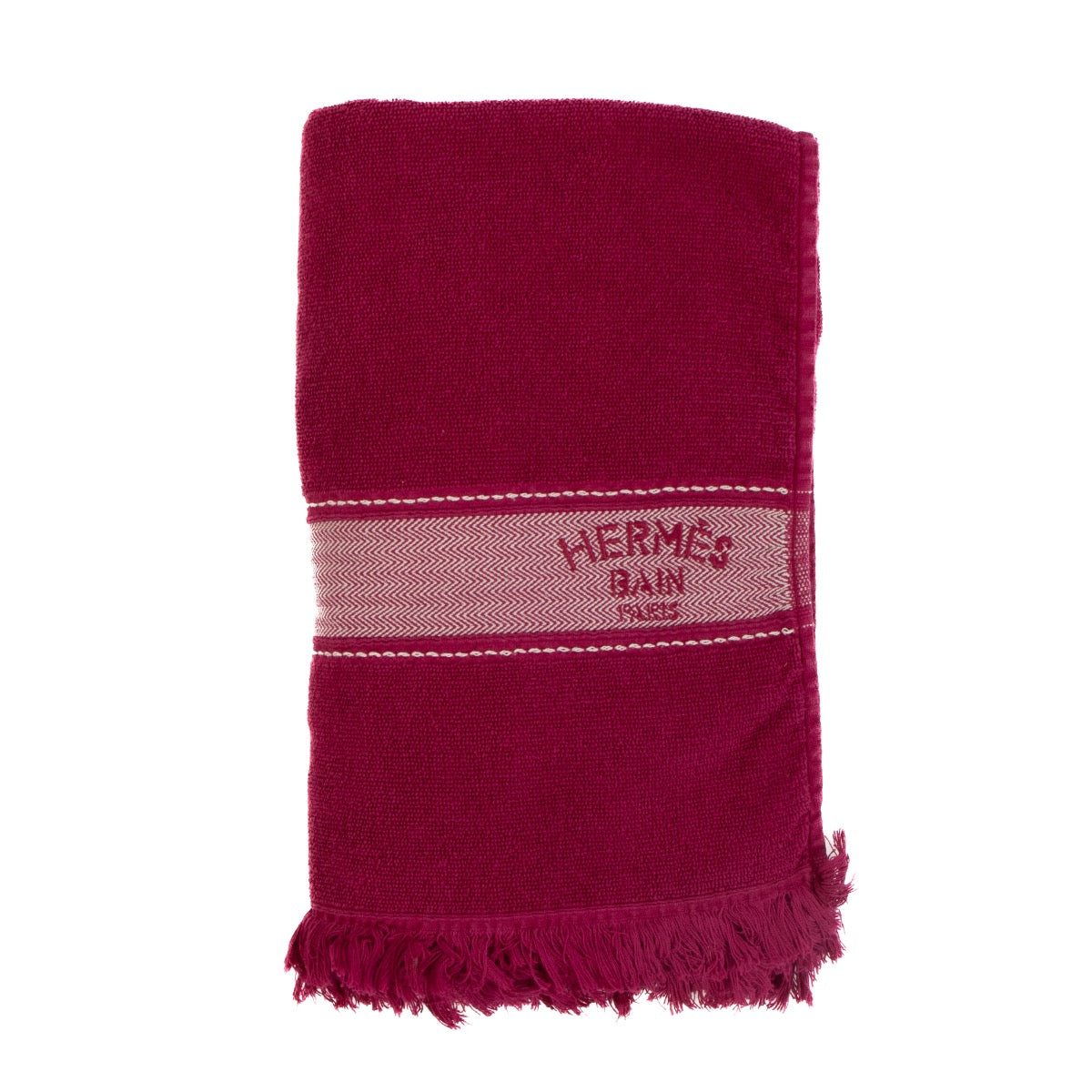 Shop safe online at Labellov in Antwerp, Brussels and Knokke this 100% authentic second hand Hermès Rose BougainVillier Cotton Yachting Beach Towel and Yachting Uni Pillow Set