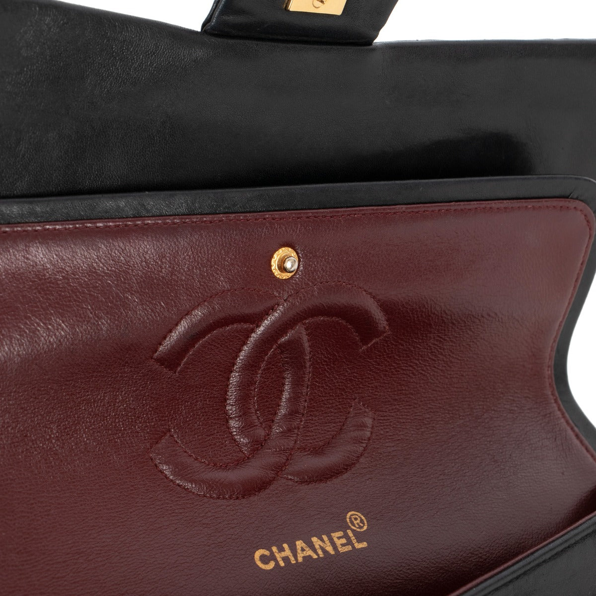 Chanel Vintage Black Chevron Calfskin Medium Classic Flap Bag