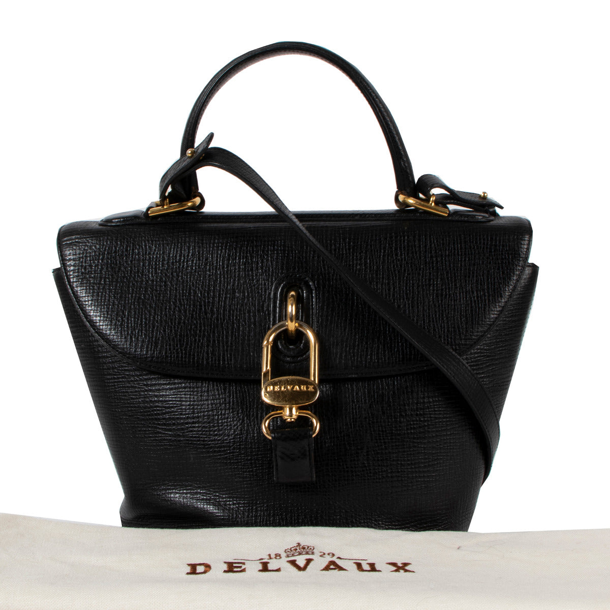 Delvaux Black Vintage Top Handle Magicien Bag