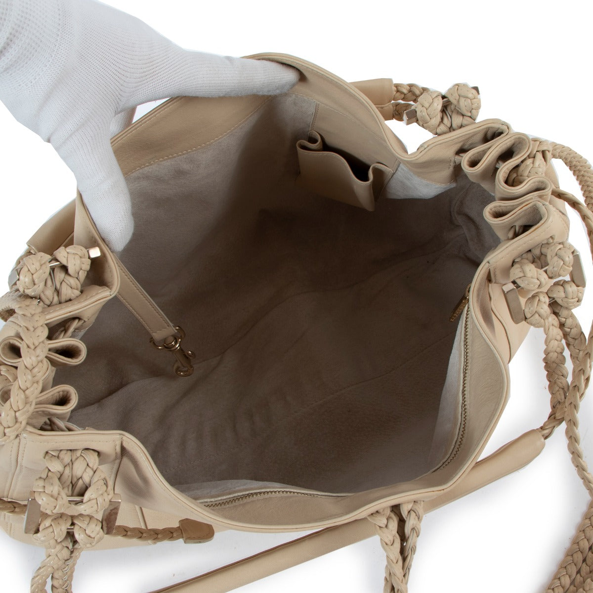 Delvaux Eugene GM Cream Leather Shoulder Bag