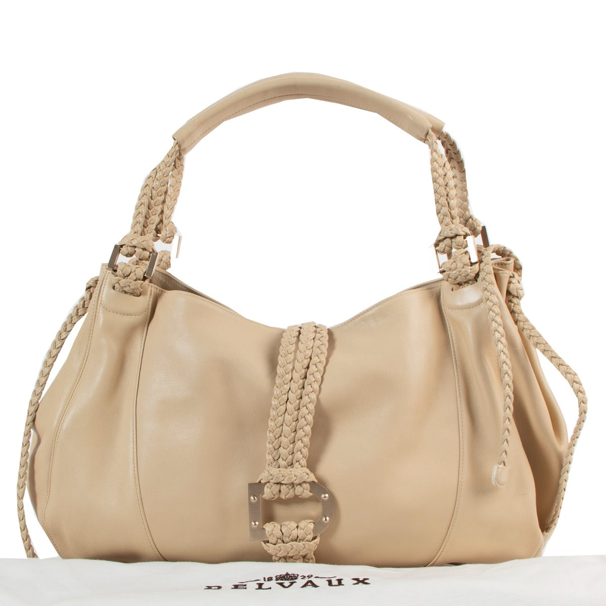 Delvaux Eugene GM Cream Leather Shoulder Bag