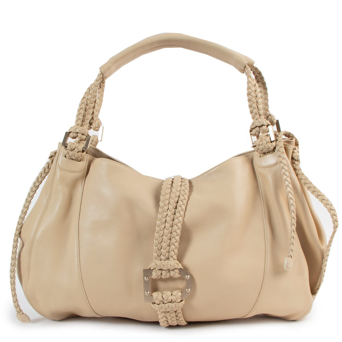 Delvaux Eugene GM Cream Leather Shoulder Bag