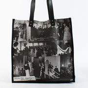 Christian Dior Cruise 2025 printed canvas tote bag with black leather handles at Labellov.com