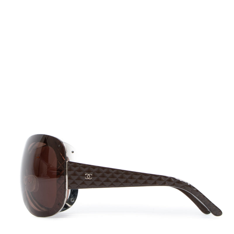 Chanel Brown CC Quilted Shield Sunglasses