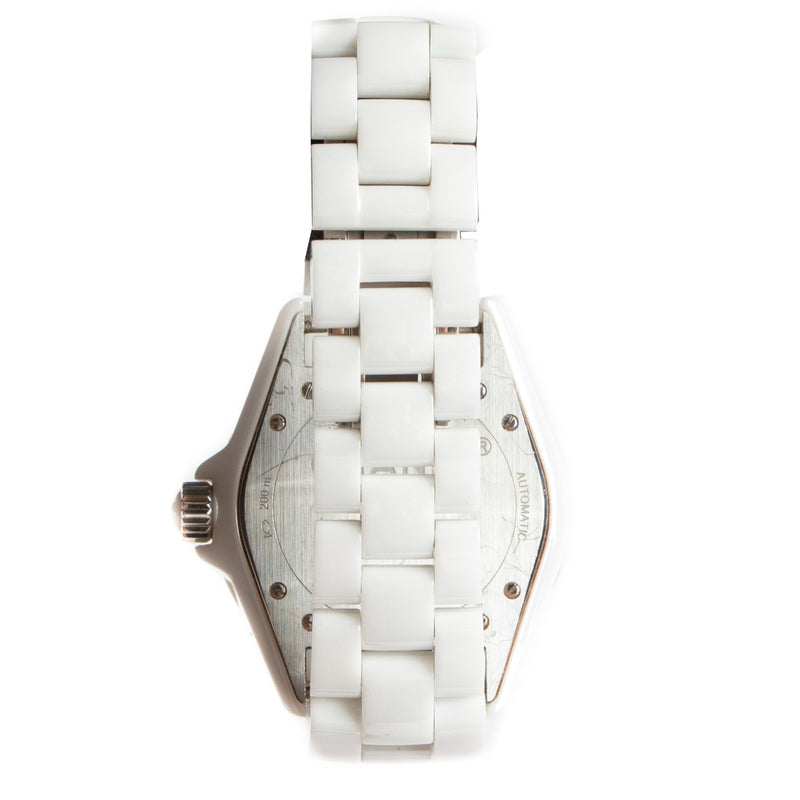 Authentic Second hand Chanel White Ceramic J12 Diamonds 33mm Watch on www.labellov.com