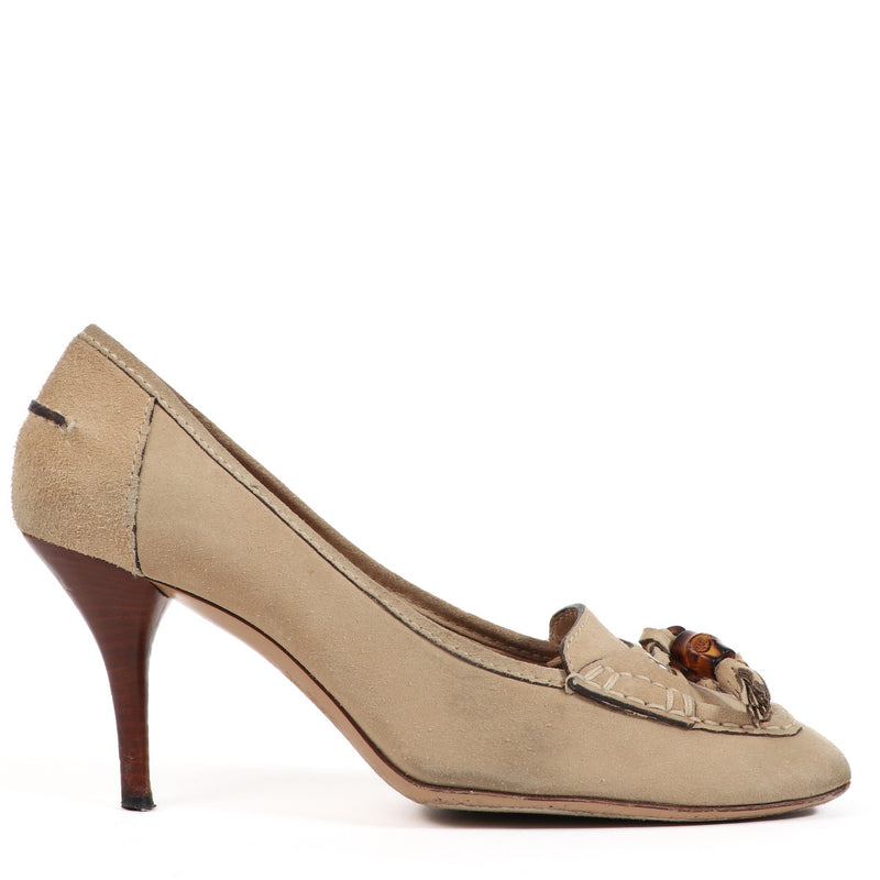 Gucci Beige Suède Hakken - Maat 37,5