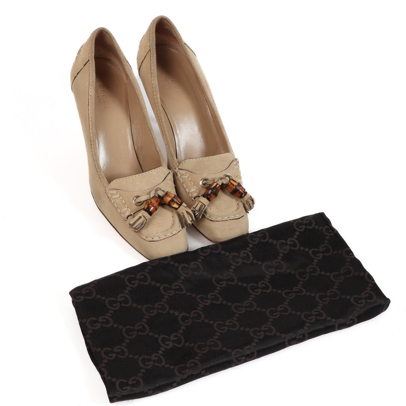 Gucci Beige Suède Hakken - Maat 37,5